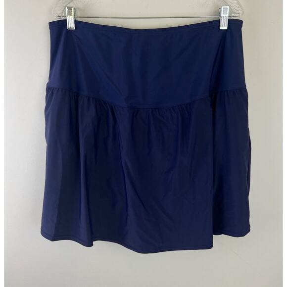 Island Escape Woman Navy Blue Plus Size Tummy Control Swim Skirt 24W - Picture 3 of 9
